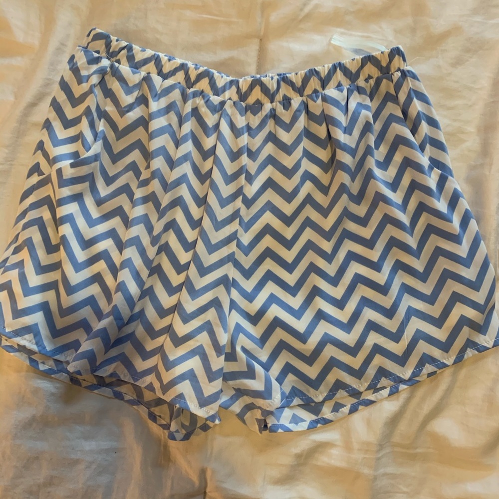Women’s blue and white silk shorts